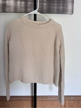 Jenni Kayne Women’s Cream Crewneck Ribbed cashmere Sweater small